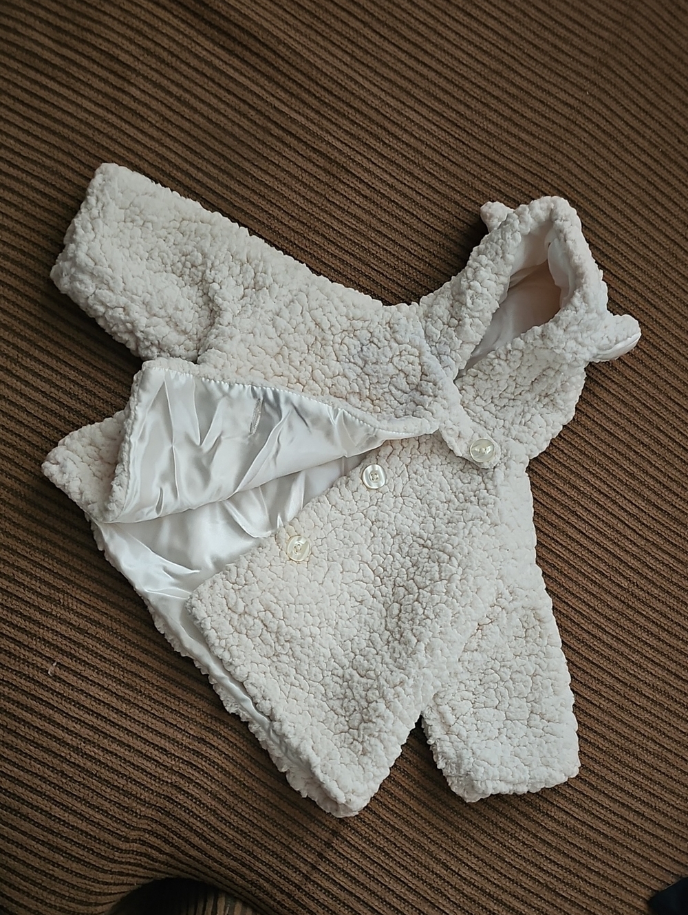 Plush Lamb Sherpa Baby Jacket - Cream